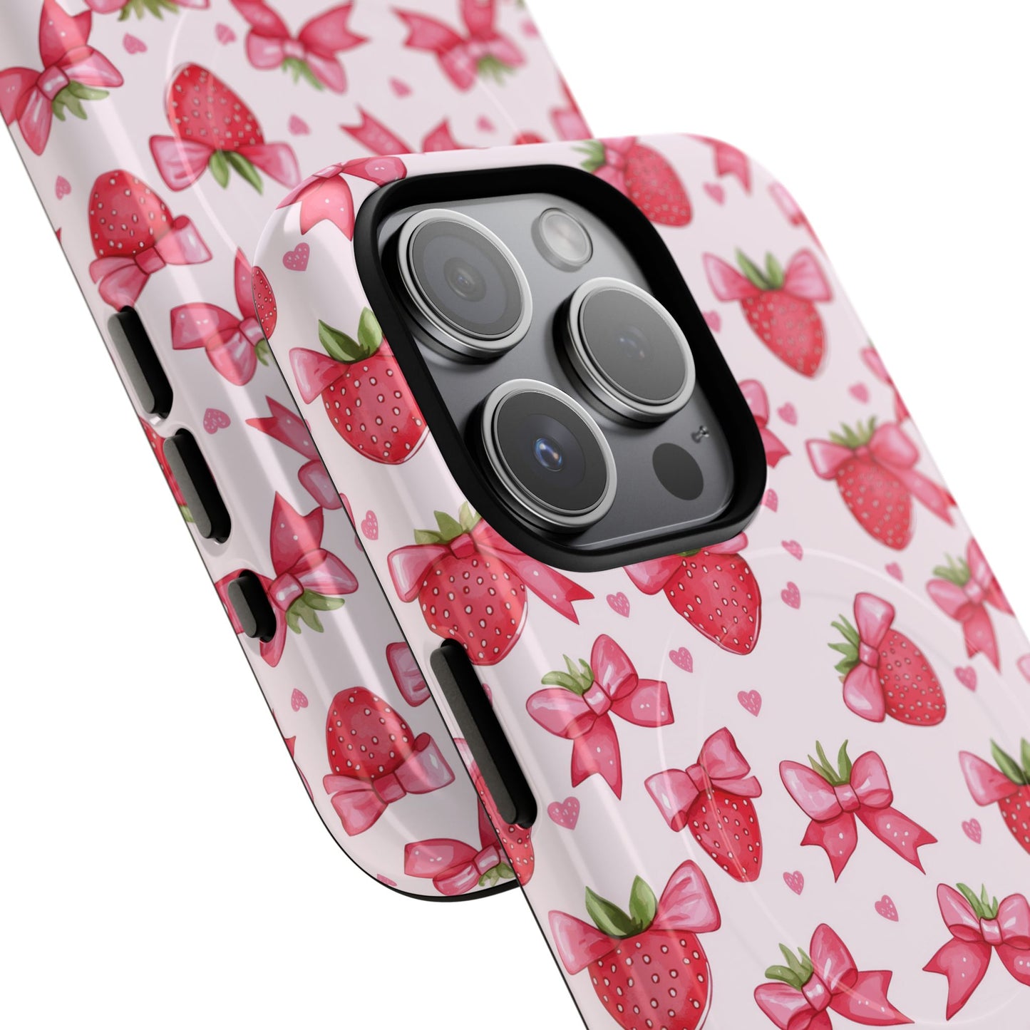 Strawberry Coquette Sweetheart Magnetic iPhone Case, Cute iPhone Cover, Gift for Her, Floral Tech Accessory, Stylish Protection, Mother's Day Gift