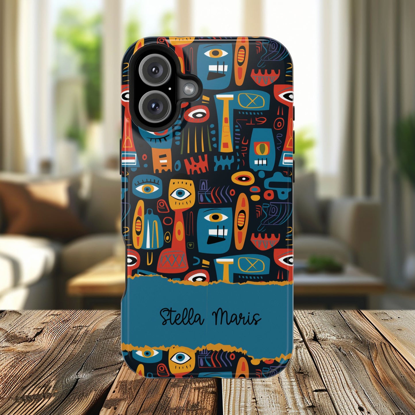 Personalized Colorful Abstract Faces Clear Impact-Resistant Case