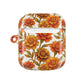 Stained Glass Effect Floral Orange Marigold AirPod Case — Personalized Name Option