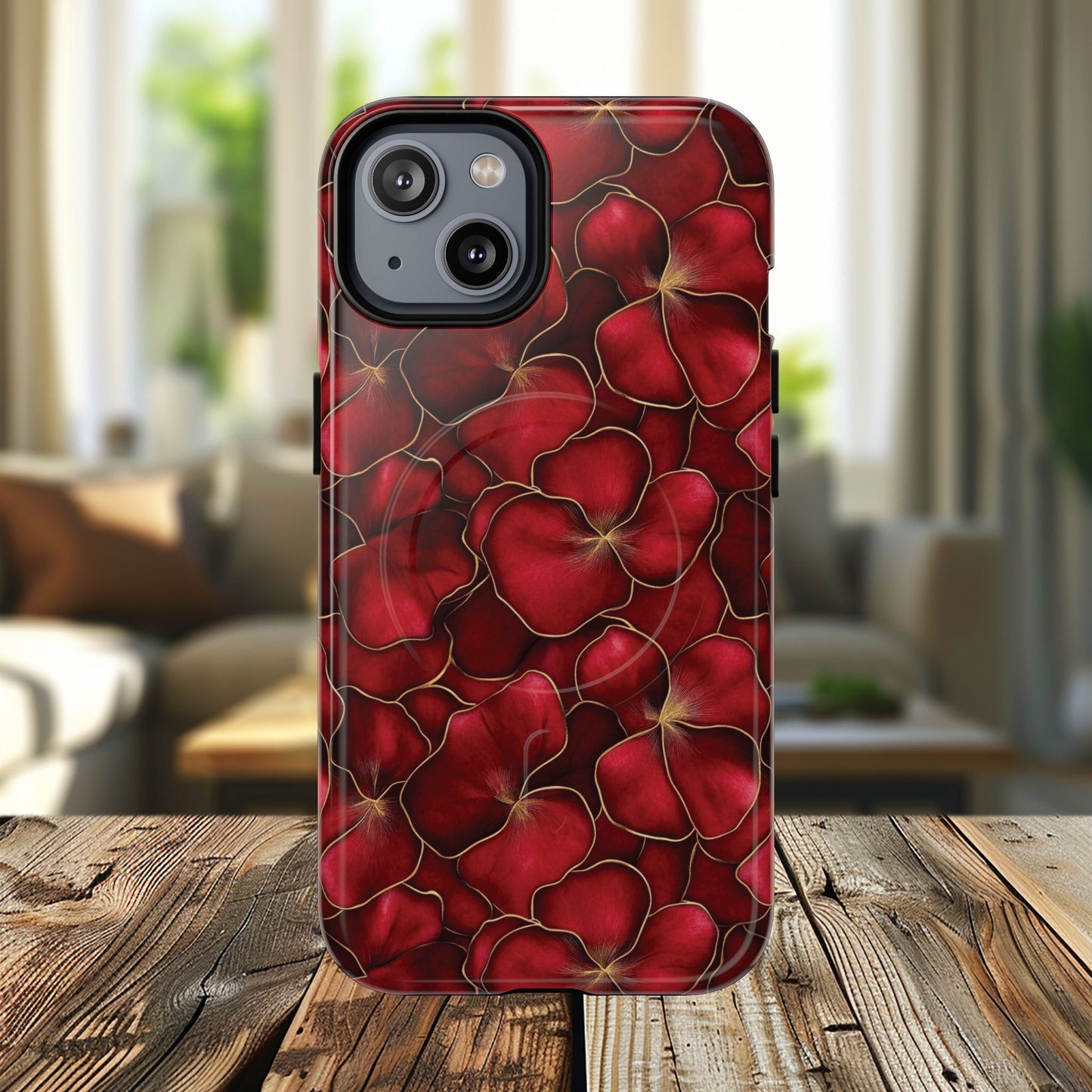 Velvet Petal Noir Tough iPhone Magnetic Case, iPhone Cover, Stylish Accessories, Gift for Her, Gift for Mother's, Floral Design, Protective iPhone Case