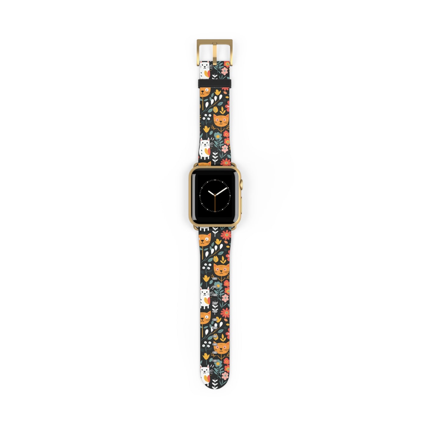 Whimsical Feline Garden Watch Band for Pet and Floral Lovers,