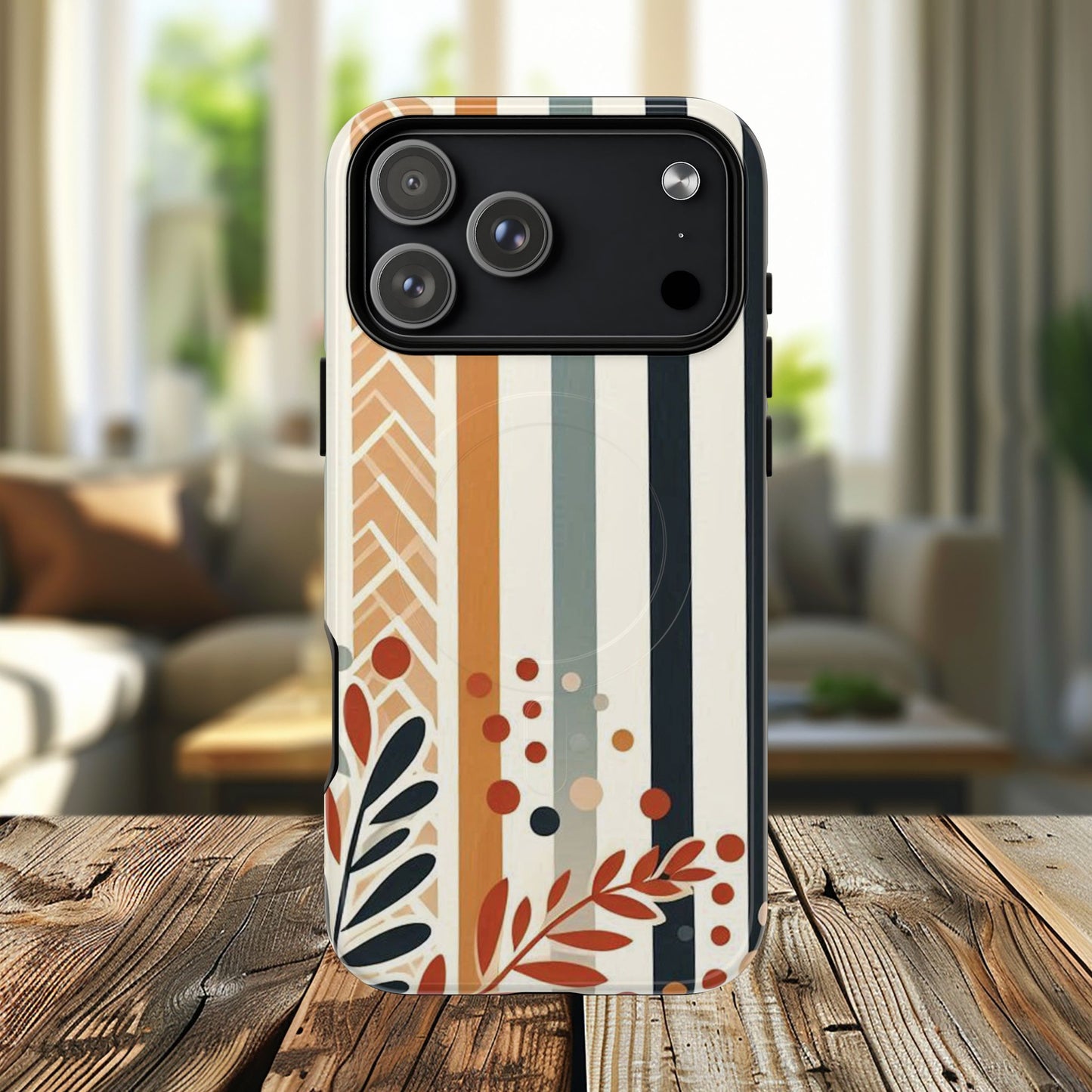 Terracotta Trails Tough Magnetic iPhone Cases for Everyday Use, Floral Patterned Stability Case, Gift for Her, Durable iPhone Accessory.