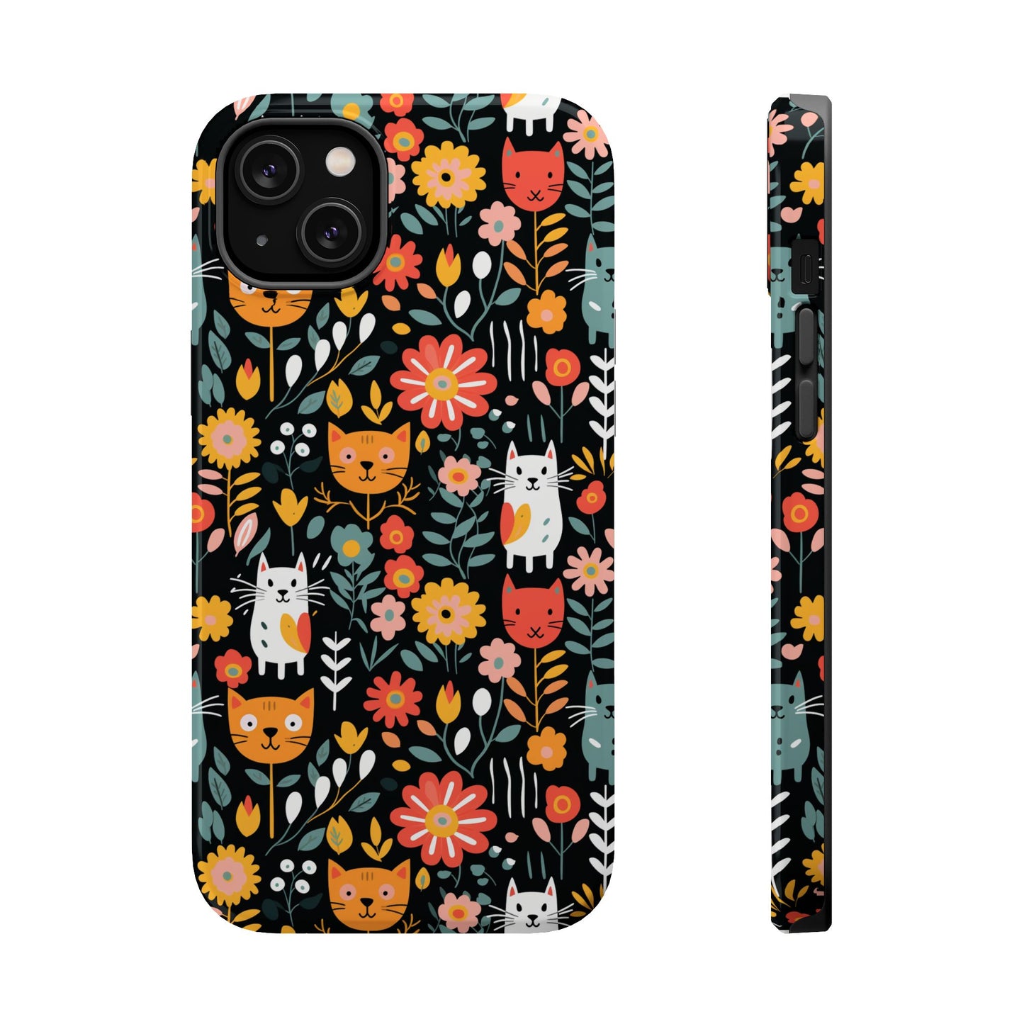 Whimsical Feline Garden Magnetic Tough iPhone Cases