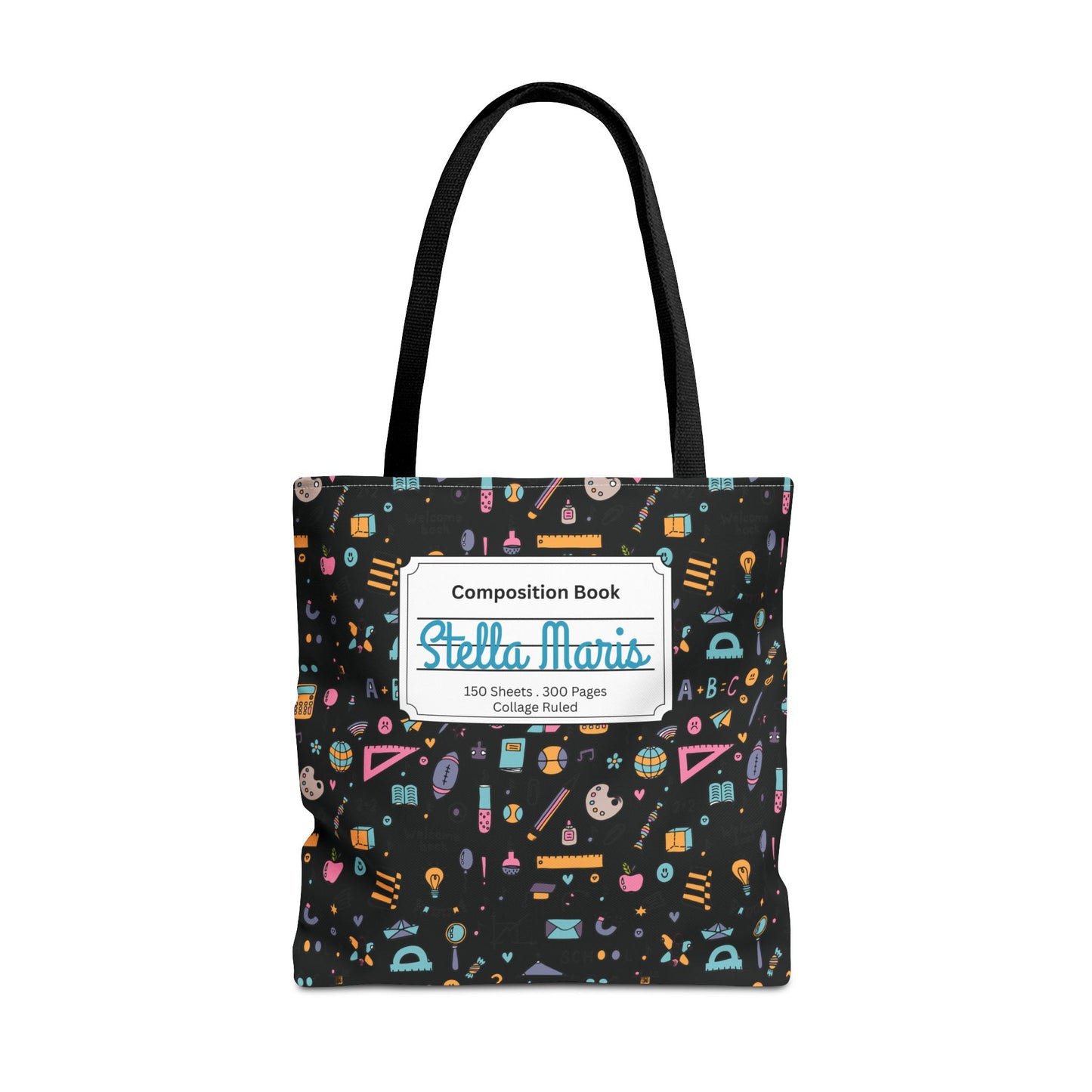 Personalized Chalkboard Chic Composition Book Inspired Tote Bag, Back to School Tote, Teacher Gift, Kids Bag, Custom Name Bag, Educational Accessories, Back to School Tote Bag.