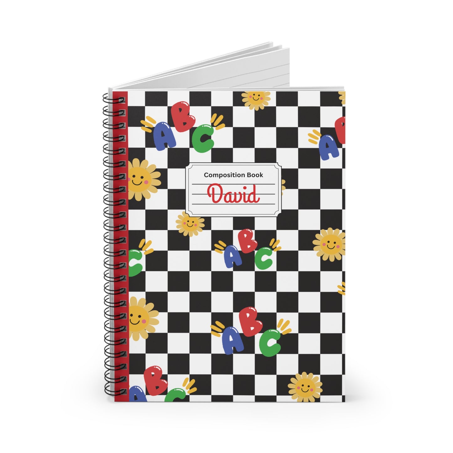 Personalized Schoolyard Chic Composition Book Inspired Playful Spiral Notebook - Perfect for School, Journaling, Kids, Teachers, Back to School Gifts