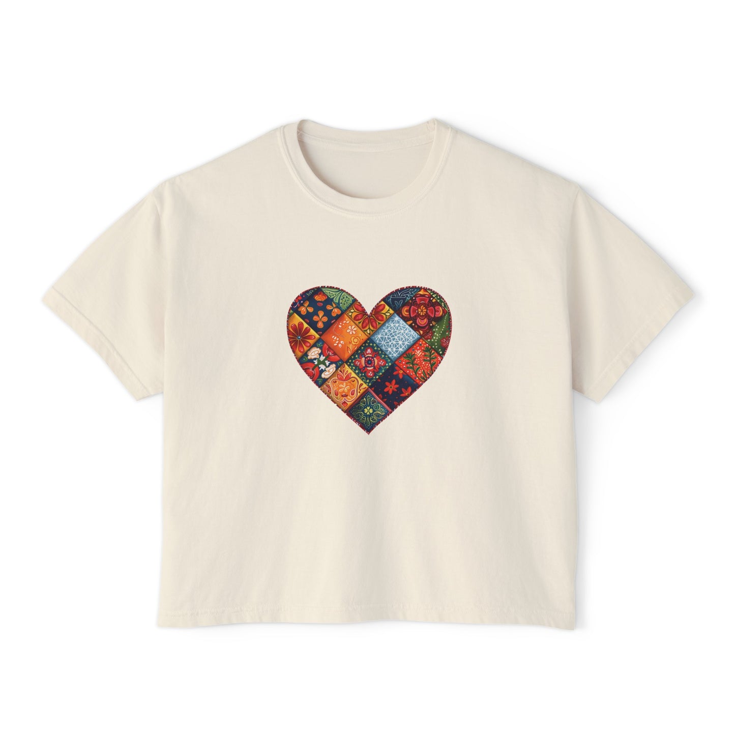 Patchwork Heart Women's Comfort Colors Boxy Tee