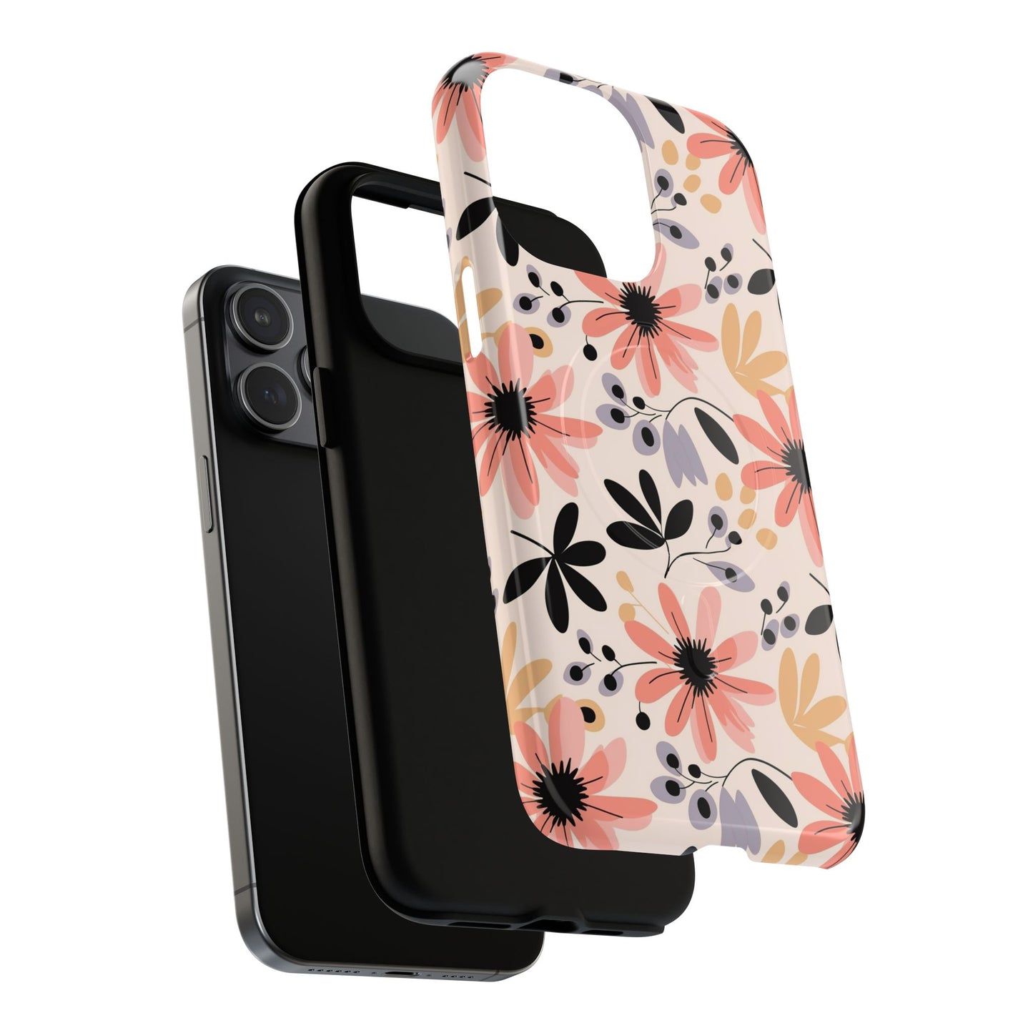 Stylish Soft Petal Noir iPhone Case, Floral iPhone Accessory for Her, Tough iPhone Magnetic Cases, Trendy iPhone Cover, Gift for Friends, Summer Vibes
