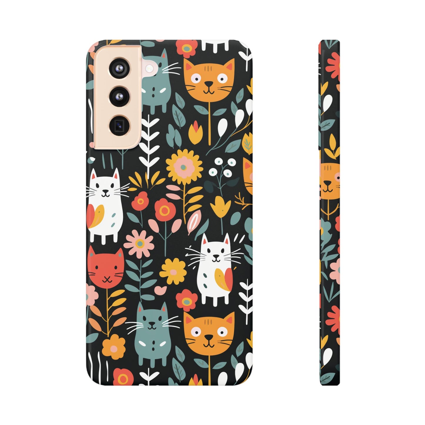 Whimsical Feline Garden Slim Cases for iPhone and Samsung Phones