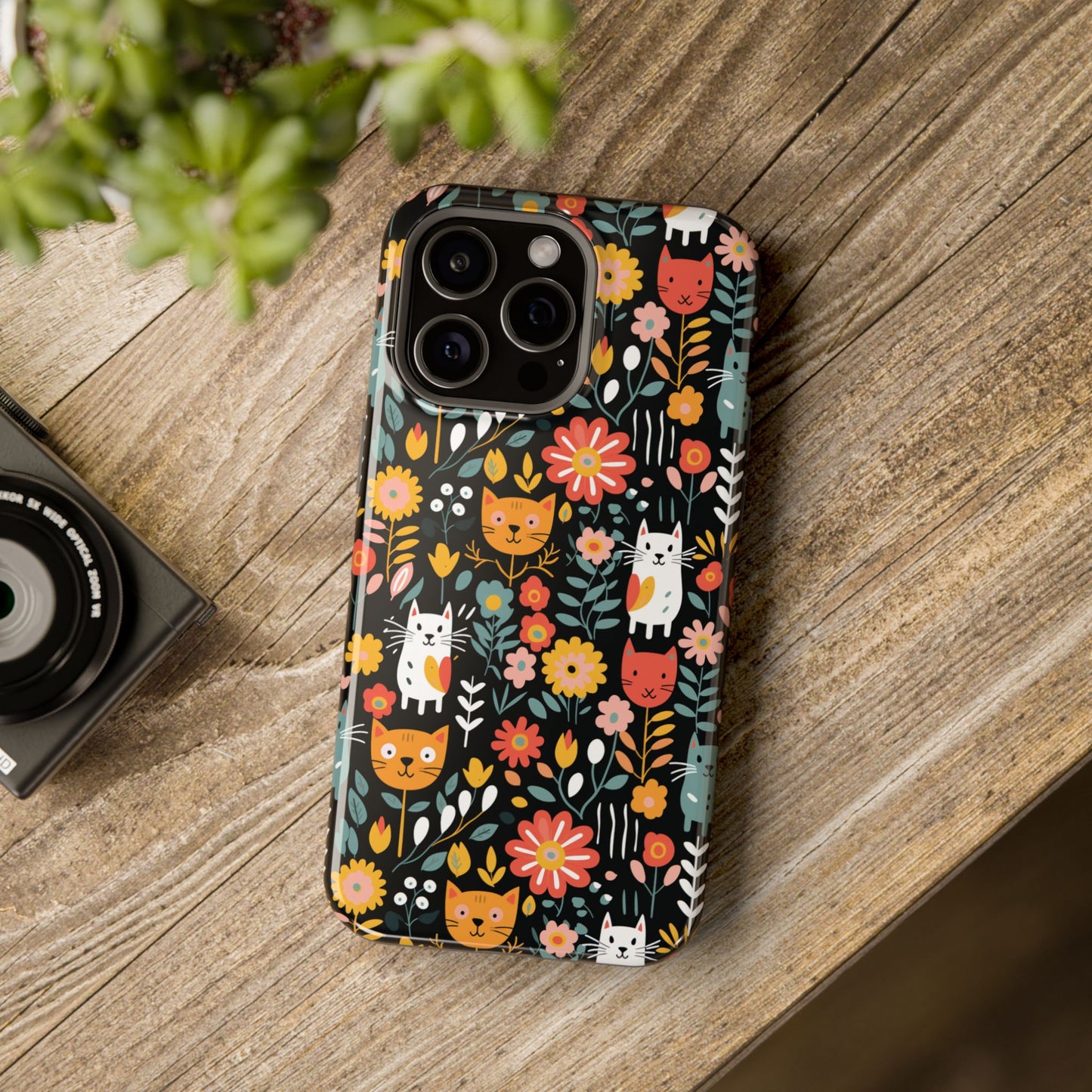 Whimsical Feline Garden Magnetic Tough iPhone Cases