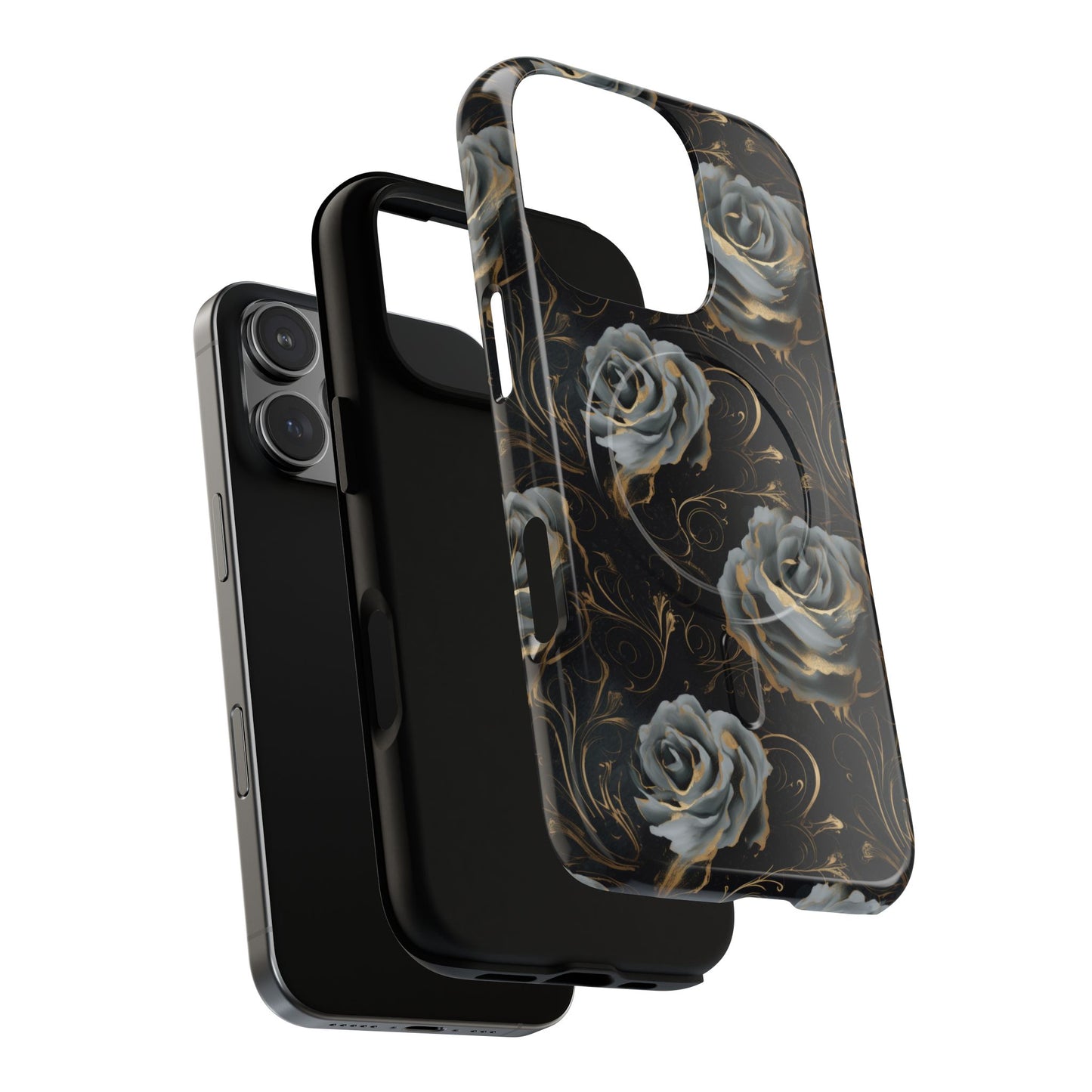 Midnight Bloom Tough iPhone Magnetic Cases,  iPhone 14, iPhone 15, iPhone 16, Pro, Pro Max, Plus MagSafe Case, Protective Tech Accessories, Gift for Her, Floral Design