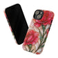 Stained Glass Effect Carnation Floral Tough Phone Case – Pink Vintage Botanical Protective Cover