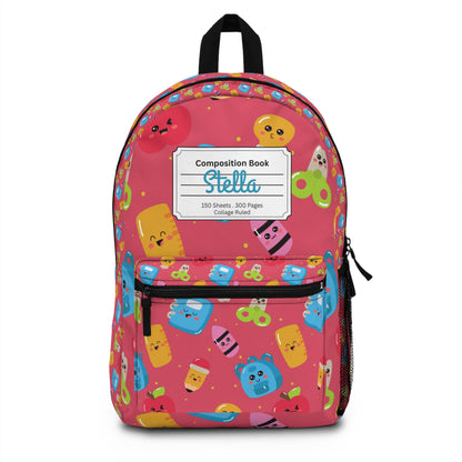 Personalized Kawaii Composition Book Inspired Backpack for Students, Fun School Bag, Back to School Essentials, Notebook Print Backpack, College Student Gift