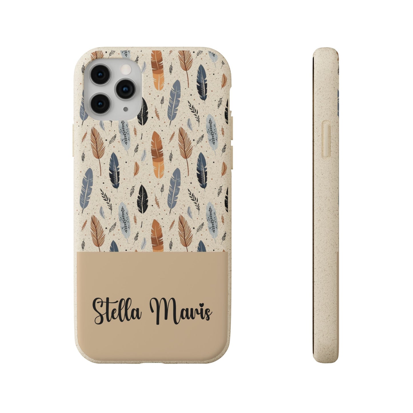 Personalized Whispering Feathers Samsung Biodegradable Case, Custom Name Case.