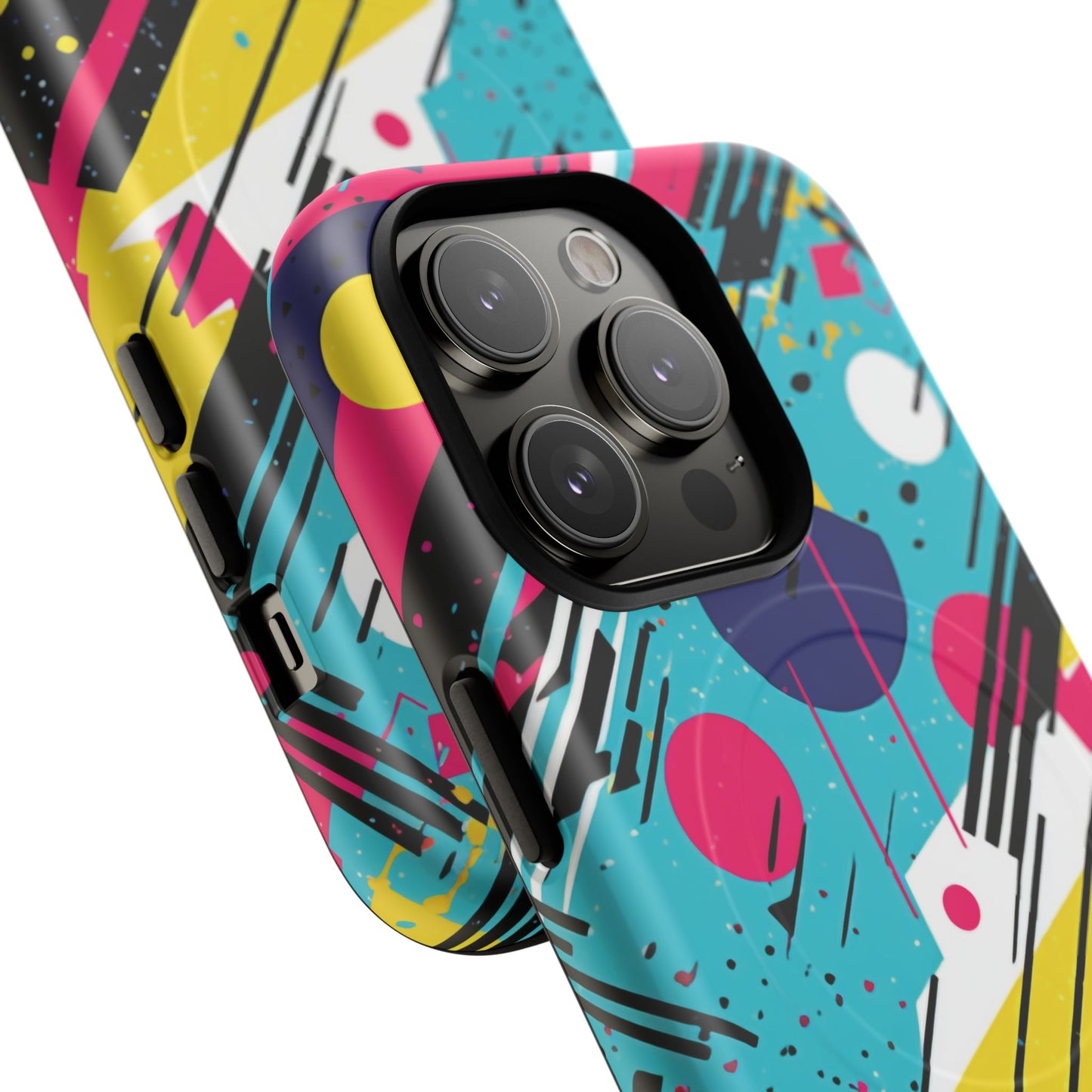 Retro Pop Vibes Magnetic iPhone Case with Abstract Design, Tough iPhone Cover, iPhone Accessory, Gift for Tech Lovers, Trendy iPhone Protector