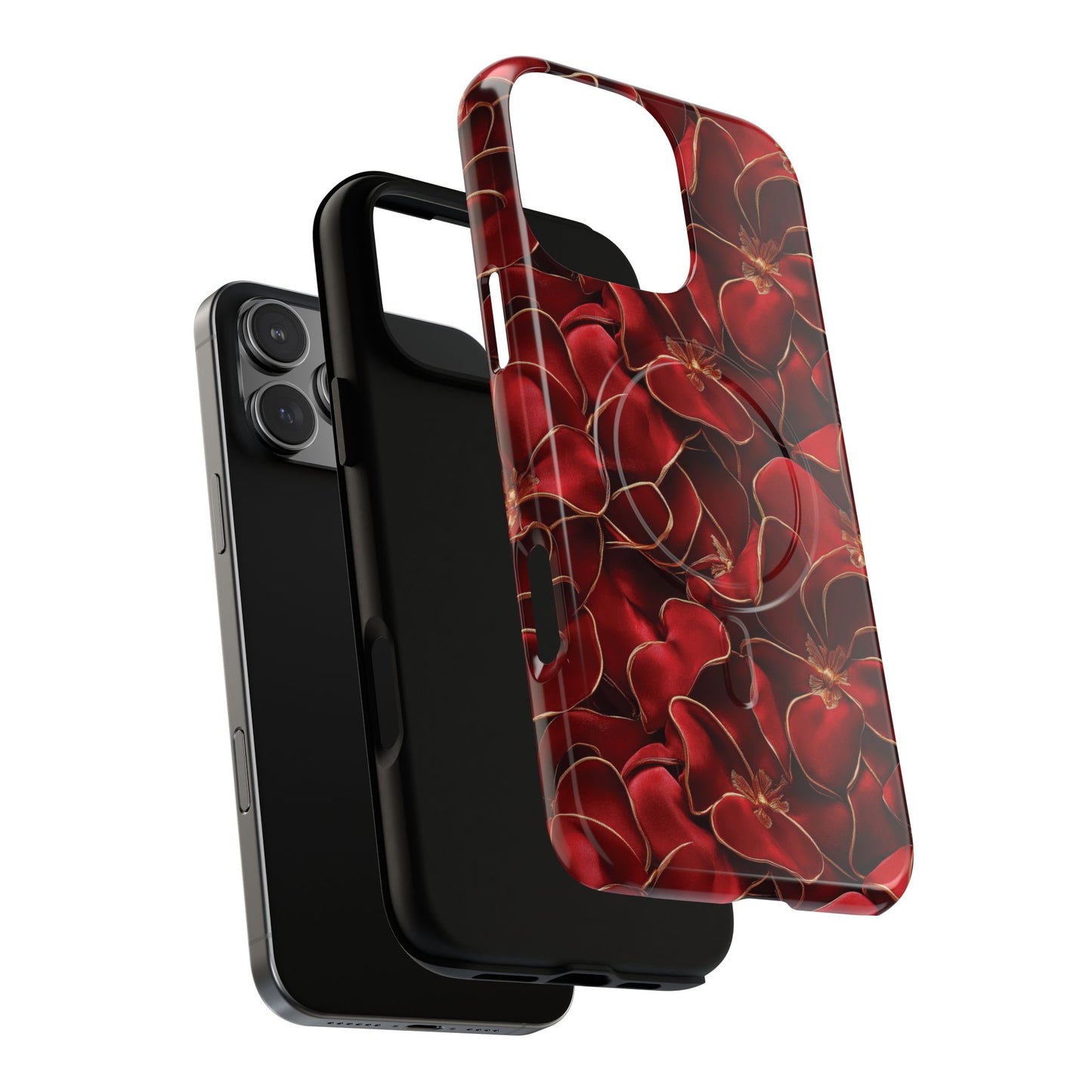 Crimson Bloom Tough iPhone Magnetic Case, Protective iPhone Case, Stylish iPhone Cover, Gift for Her, Mother's and Birthday Gifts, Unique Floral Accessories