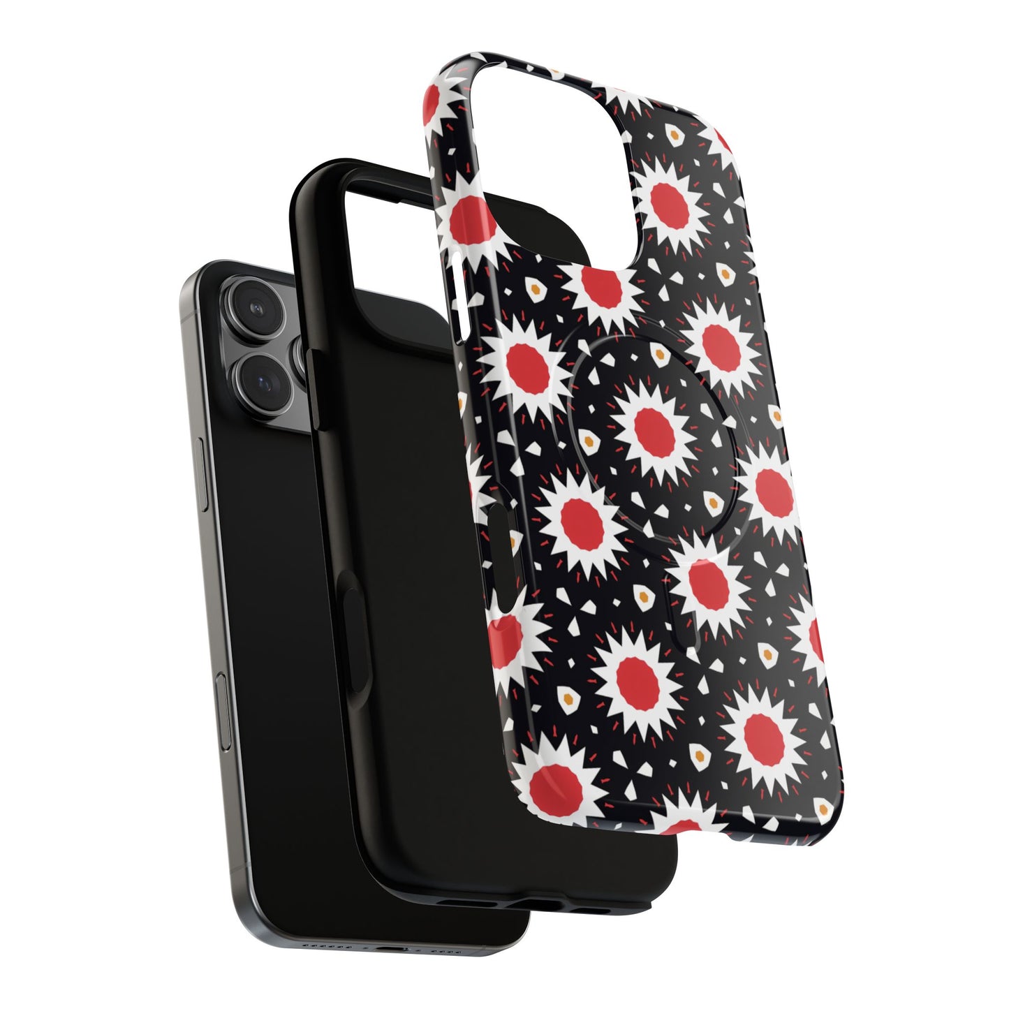 Crimson Spark Radiance Bold Floral Magnetic iPhone Cases, Stylish Tough Cases, Unique iPhone Accessories, Perfect Gift for Her, Trendy Tech Gear.