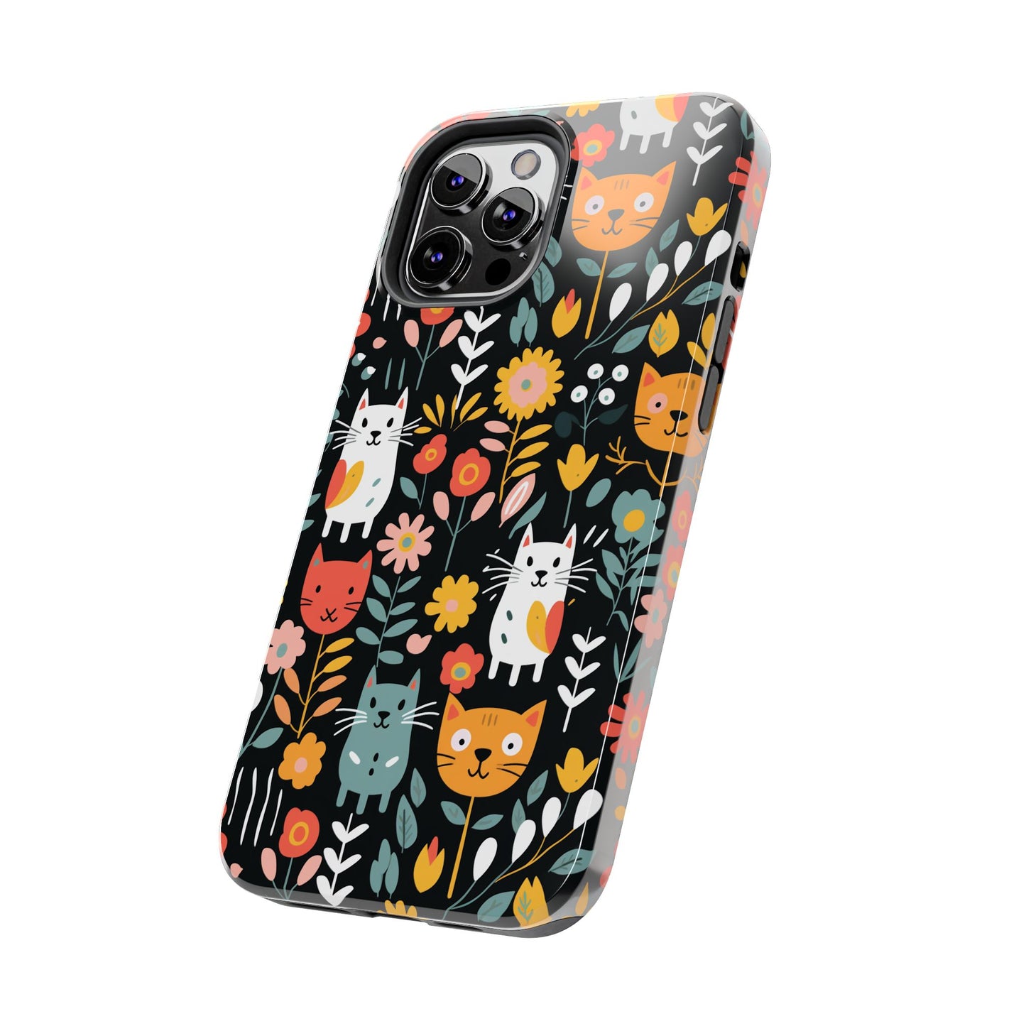 Whimsical Feline Garden iPhone and Samsung Tough Phone Cases