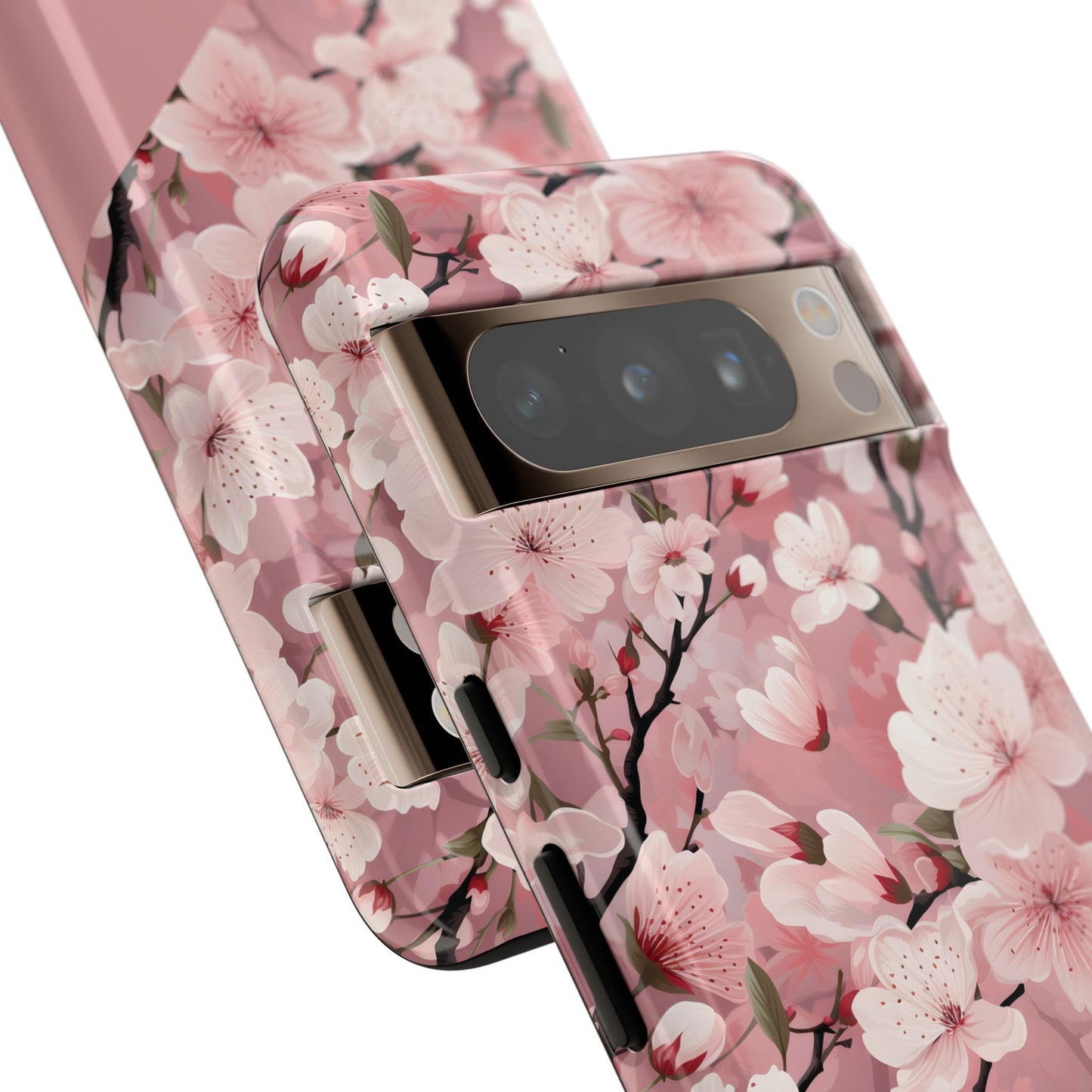 Personalized Cherry Blossom Tough Phone Case — Pink Floral Protective Case for Samsung & Google