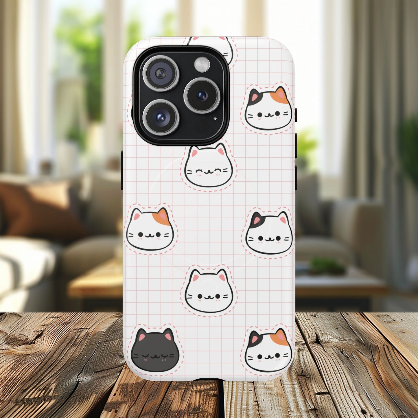 Cute Cat Tough Magnetic Case, iPhone Cover, Cat Lover Gift, Cute Cat Accessories, Pet-Themed iPhone Case