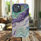 Stylish Purple Acrylic Tough Magnetic iPhone Cases, Unique Protective Cases for iPhone, Colorful Marble Design, Great Gift for iPhone Lovers