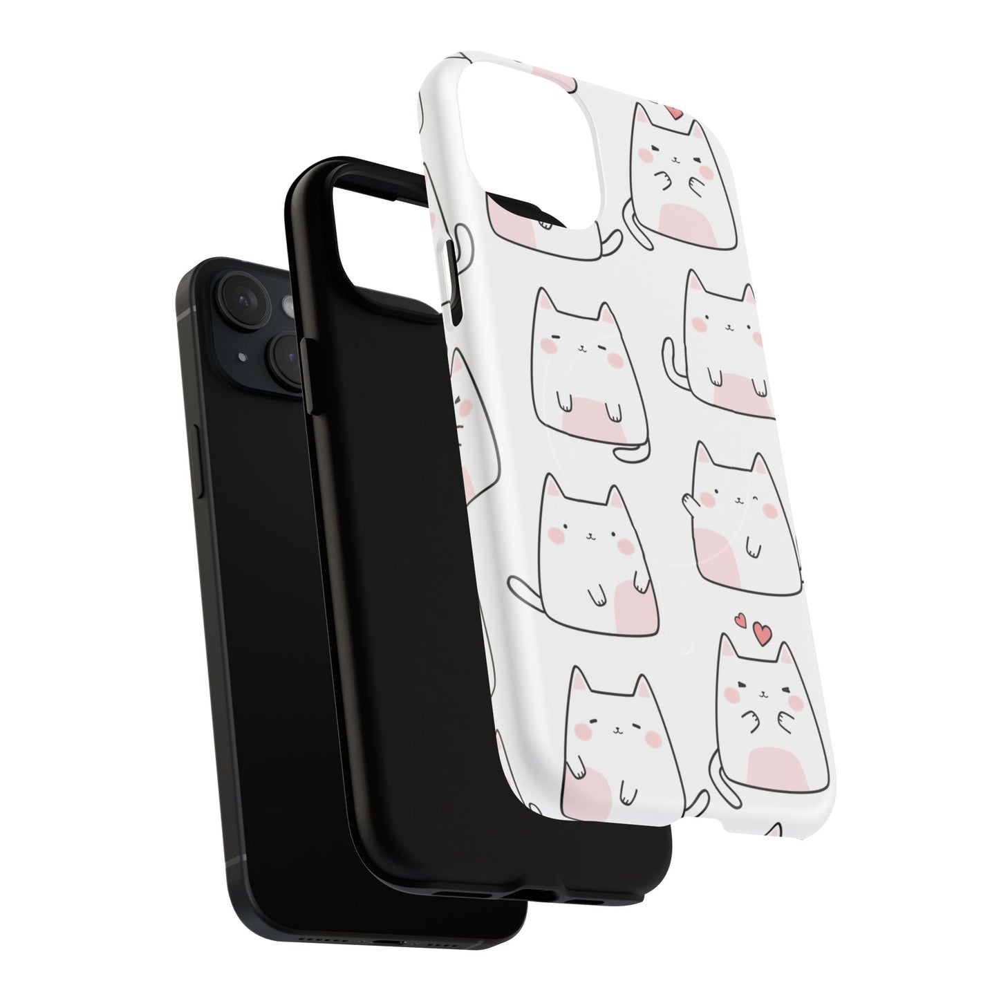 Cute Kawaii Cat Tough Magnetic iPhone Case, Cute Cat Lover Gift, Kawaii iPhone Cover, Tough iPhone Case, Unique Pet Themed Accessory,