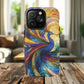 Mosaic Peacock Feathers Magnetic Phone Case, Tough Phone Shell, Vibrant Art Case, Gift for Her, Unique Phone Accessory, Wildlife Lover's Gift, Stained Glass Case.