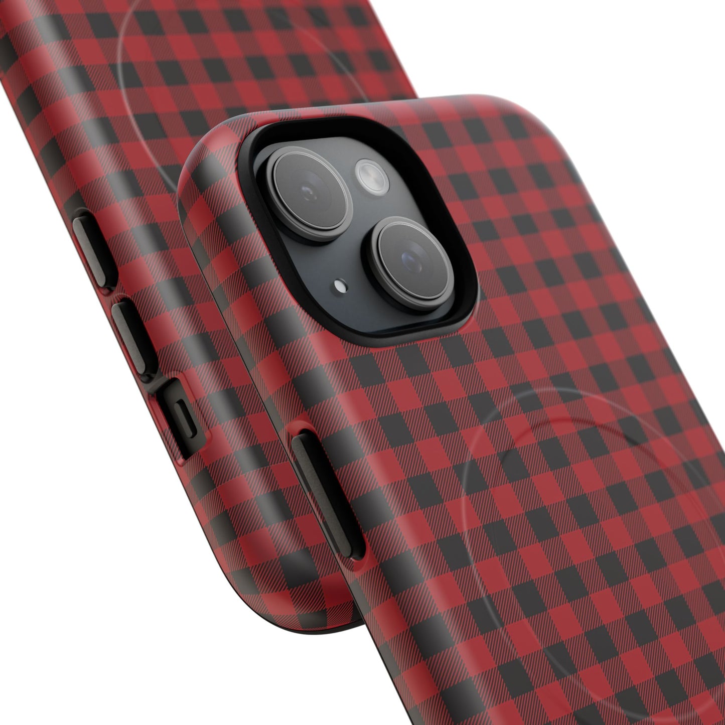 Tough Magnetic Phone Case - Red Plaid, Durable, Stylish Protection for iPhones, Gift for Outdoor Lovers, Unique Phone Cover