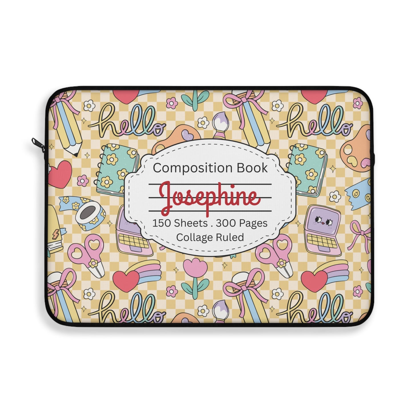 Personalized Doodle Daydream Composition Book Inspired Laptop Sleeve, Educational Gift for Teachers, Classroom Organization, Back to School, Unique Teacher Accessory