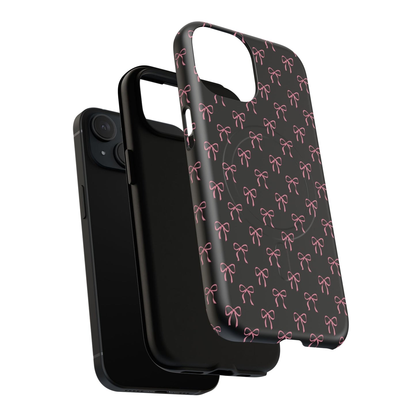 Coquette Chic Bow-Patterned Tough Magnetic iPhone Case, Stylish Gift for Her, Protective iPhone Cover, Trendy Accessory, iPhone Birthday Gift, Fashionable Tech
