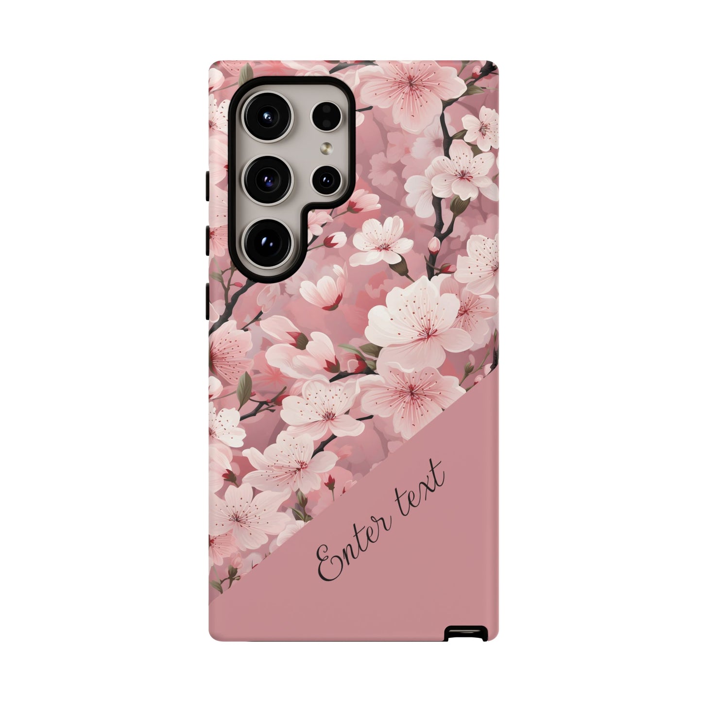 Personalized Cherry Blossom Tough Phone Case — Pink Floral Protective Case for Samsung & Google