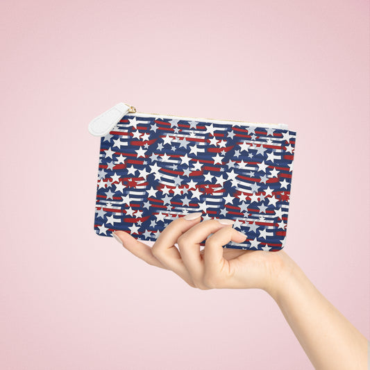 Patriotic Waves Mini Clutch Bag - Star & Stripe Design for Festivals and Celebrations