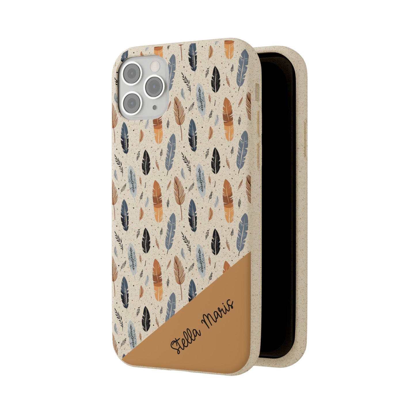 Personalized Whispering Feathers Samsung and iPhone Biodegradable Case, Custom Name Case.