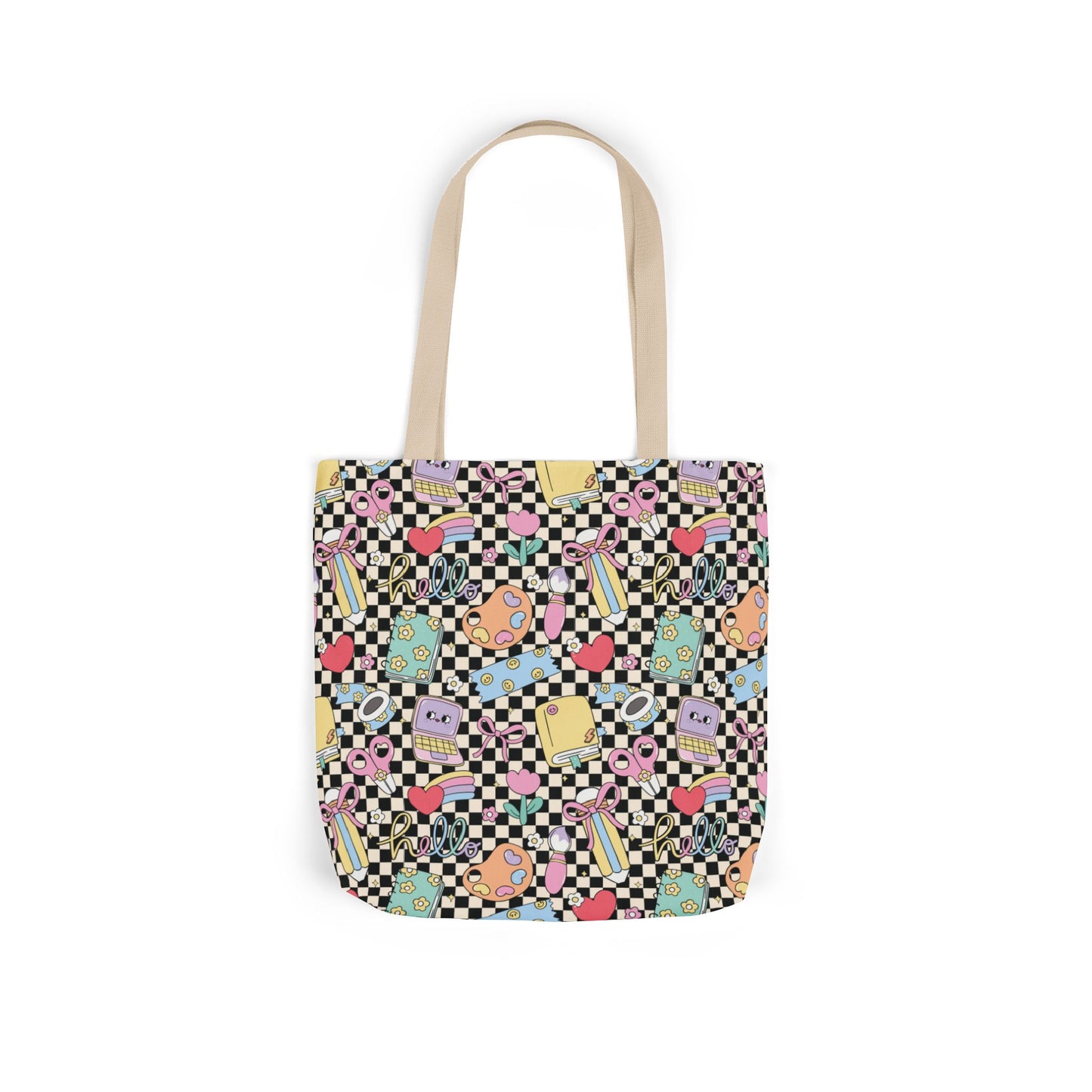 Personalized Black Doodle Daydream Composition Book Inspired Canvas Tote Bag with Colorful Straps, Cute School Bag, Eco-Friendly Tote, Back to School Shopping Bag, Teacher Gift Idea