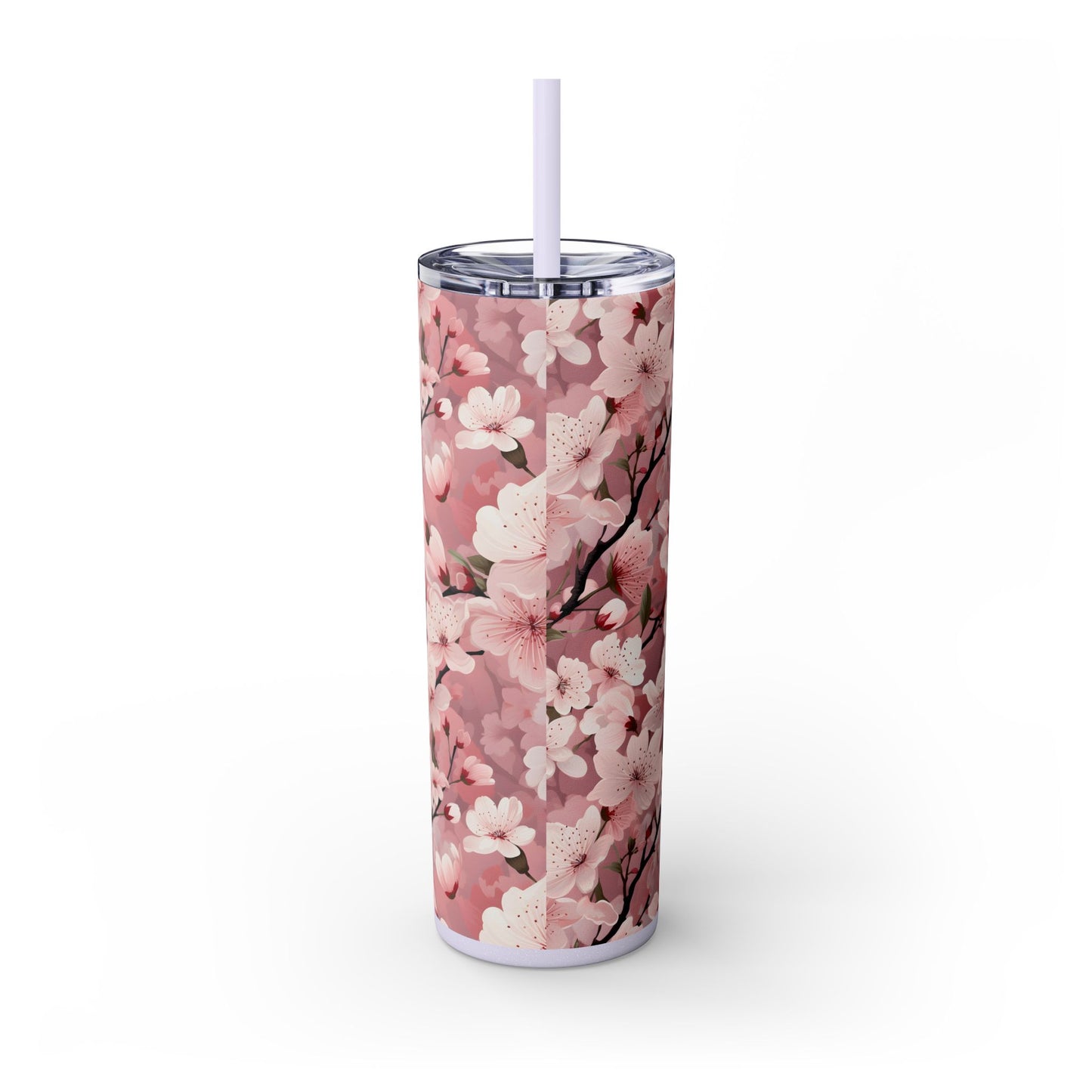 Cherry Blossom Skinny Tumbler with Straw - 20oz Floral Drinkware