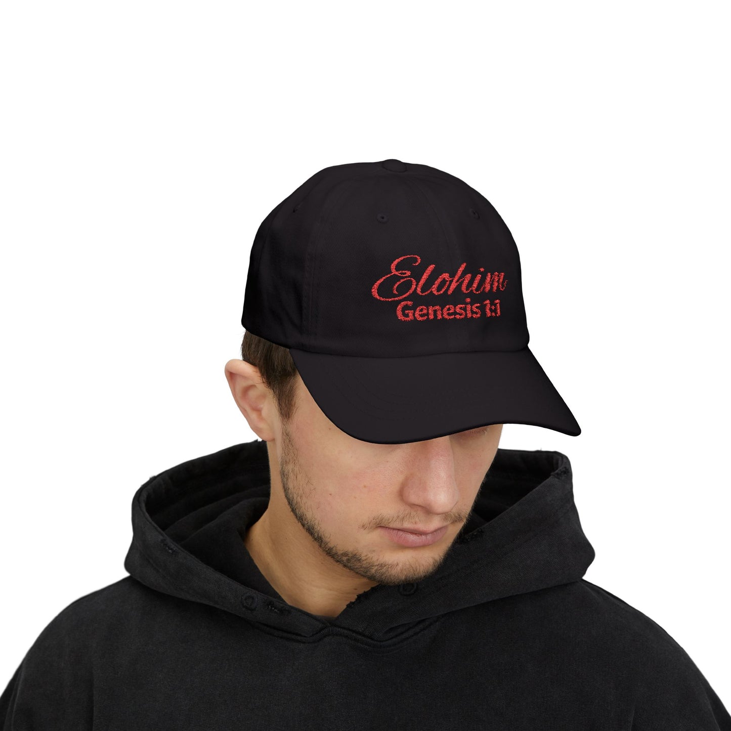 Classic Embroidery Dad Cap with 'ELOHIM, GENESIS 1:1' - Faith-Based Hat, Casual Wear, Gift for Dad, Christian Accessory, Summer Fashion
