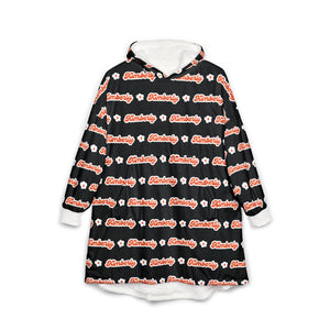 Personalized Name Hooded Blanket — Black Patterned Personalized Cozy Hoodie, Custom Christmas Gift