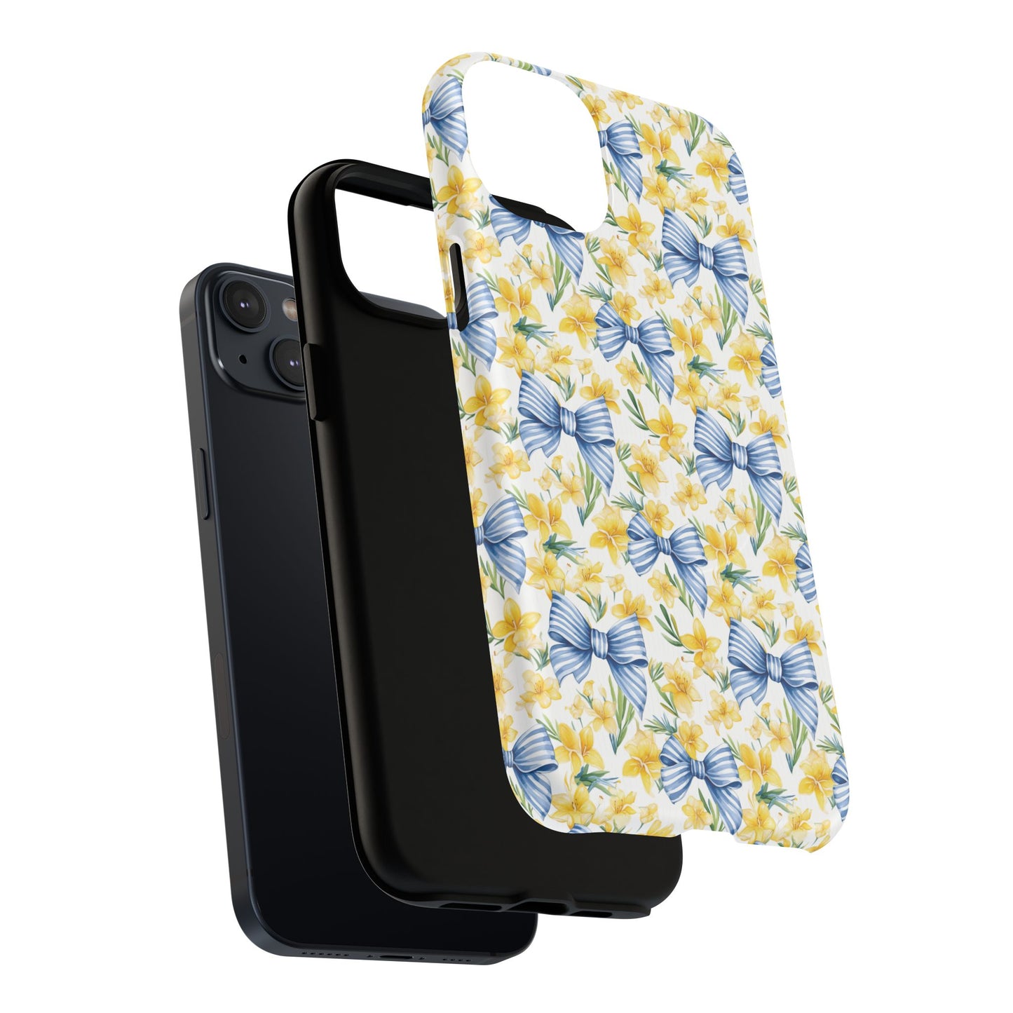 Sunshine Blue Coquette Bows Tough iPhone Magnetic Case for iPhones, Cute iPhone Cover, Spring Gift, Durable Case, Custom iPhone Protection