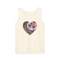 Floral Hearts Unisex Garment-Dyed Tank Top