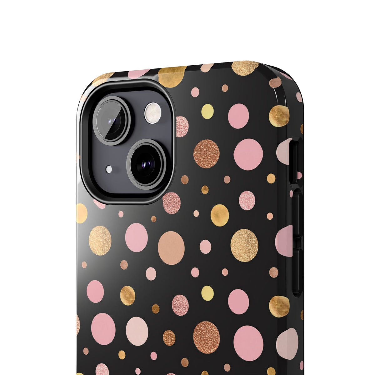 Personalized Gold & Pink Confetti Tough Phone Case — Glitter Dot Protective Phone Cover