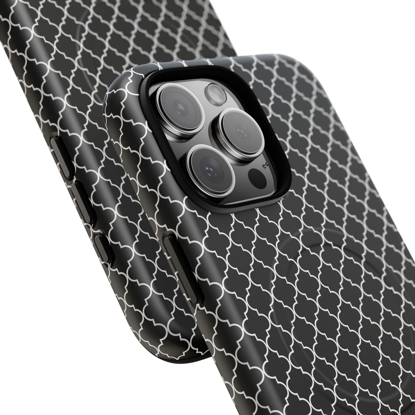 Noir Mosaic Tough iPhone Magnetic Case, Geometric Patterned Case, Durable iPhone Cover, Unique Tech Accessories, Perfect Gift for Him/Her