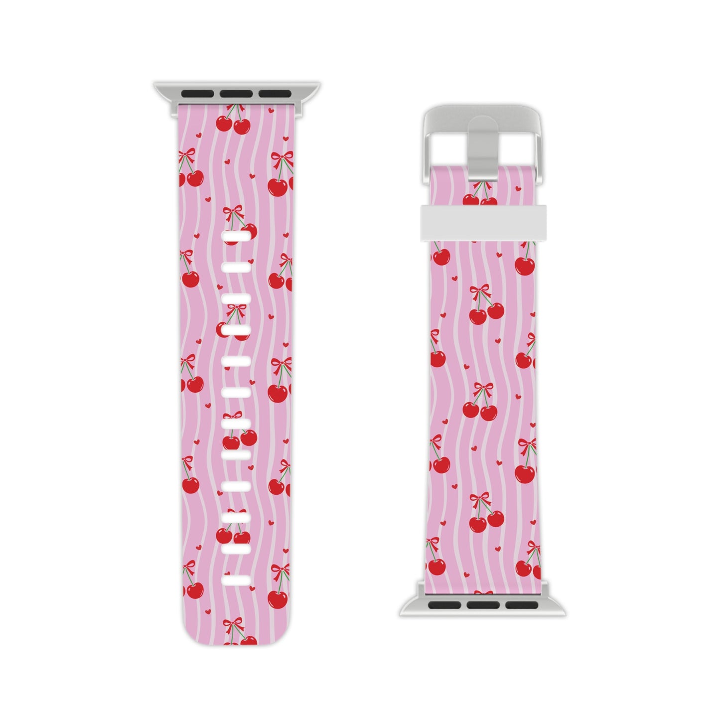 Cherry Blossom Dreams Apple Watch Band — Pink Retro Cherry Silicone Strap