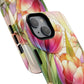 Tulip Glow Tough iPhone Magnetic Case, Floral Design, Spring Gift, Durable Protection, Smartphone Accessories, MagSafe Accessories, Stained Glass Tulip Gift