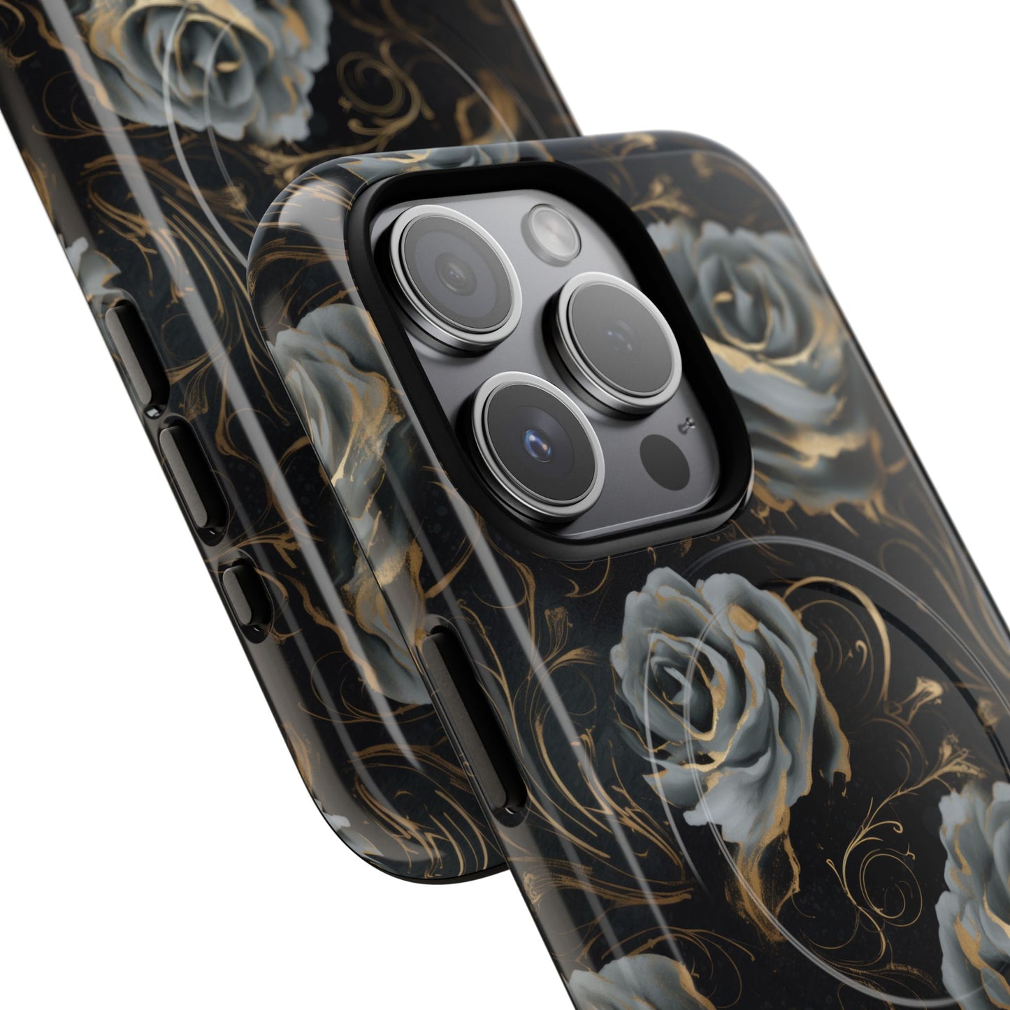 Midnight Bloom Tough iPhone Magnetic Cases,  iPhone 14, iPhone 15, iPhone 16, Pro, Pro Max, Plus MagSafe Case, Protective Tech Accessories, Gift for Her, Floral Design