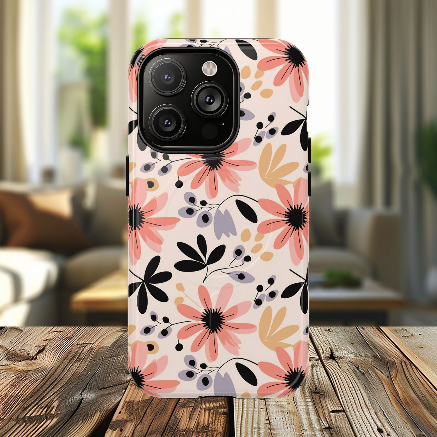 Stylish Soft Petal Noir iPhone Case, Floral iPhone Accessory for Her, Tough iPhone Magnetic Cases, Trendy iPhone Cover, Gift for Friends, Summer Vibes