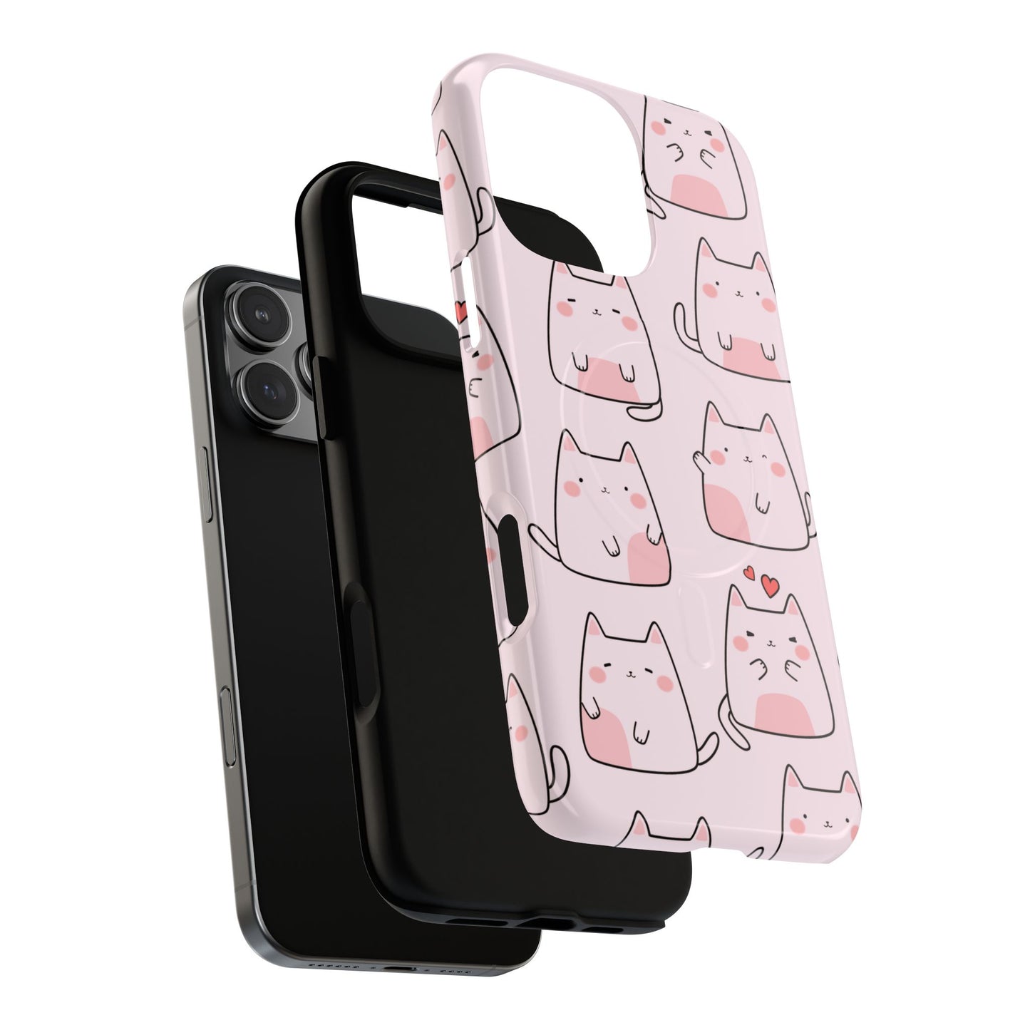 Cute Cat Magnetic iPhone Case, Tough iPhone Cover, Cat Lover Gift, Kawaii Style Case, Pet-Themed Gift
