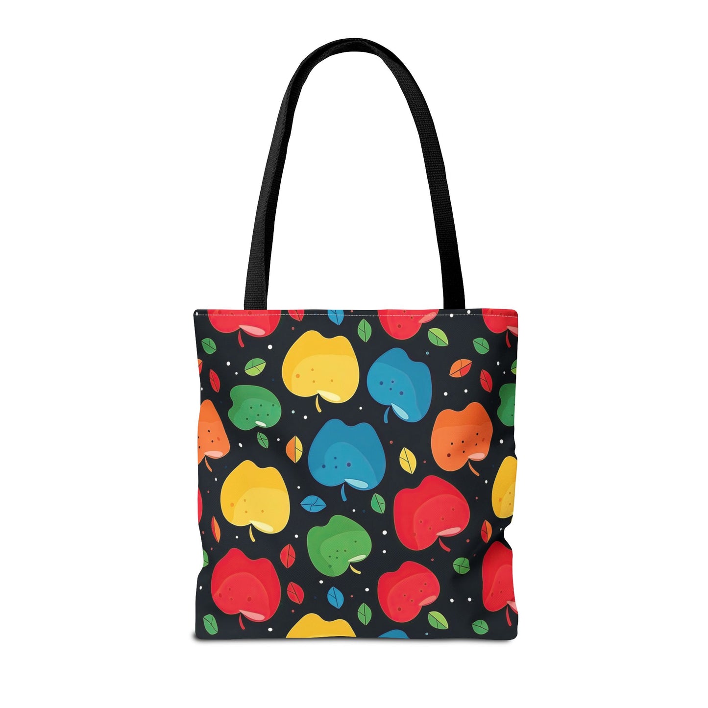 All-Over Apple Print Personalized Tote Bag — Durable Everyday Carry (3 Sizes, 5 Handle Colors)
