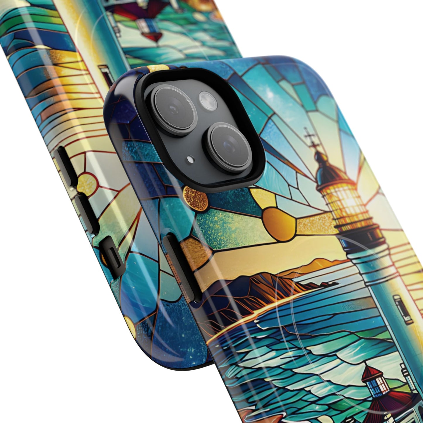 Stained Glass Lighthouse Phone Case - Tough Magnetic Cases, Unique Gifts for Nature Lovers, Beach Vibes, Travel Accessories, Coastal Decor