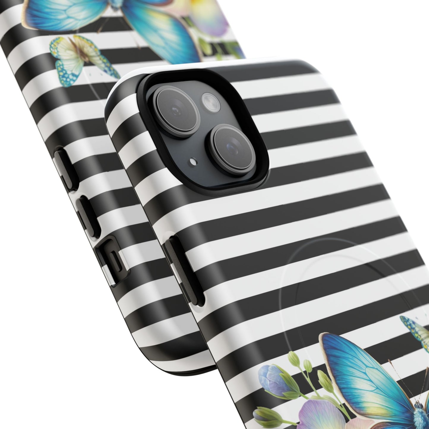 Pansy Parade Tough iPhone Magnetic Cases, Floral Tough Case, Striped iPhone Magnetic Cover, Phone Accessory, Gift for Nature Lovers