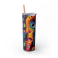 Psychedelic Visions Skinny Tumbler with Straw, 20oz