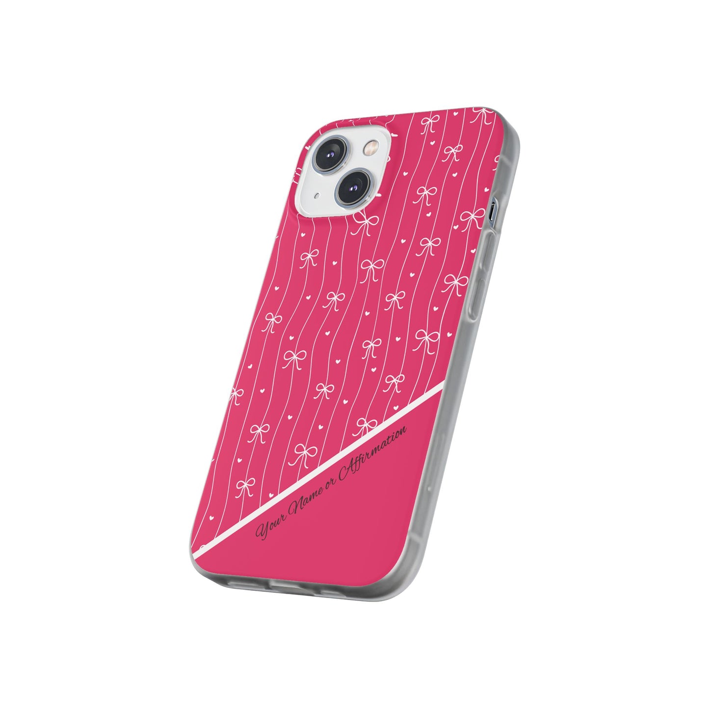 Personalized Pink Bow Coquette Slim Flexi iPhone and Samsung Cases — Custom Name or Affirmation